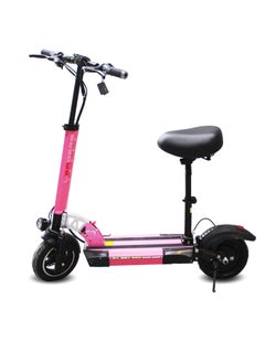 اشتري LEADERS Pink Stripe Electric Scooter  500W Motor 48V Battery 50KM/H with chair 10" Tubeless Tires LED Lights pink في الامارات