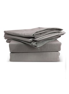 Buy SolidColored 6 Pieces Double Size Bedsheet Set 128 Thread Count Premium QualityCotton BlendedSoft and Comfortable Grey Color 2 Double Bed Flat Sheet 229 x 254 cm and 4 Pillow case 51 x 76 cm in UAE