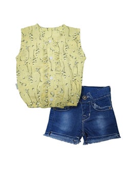 Buy Baby girls set  top + jeans shorts in Egypt