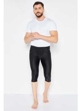 Buy Men Brand Logo 3/4 Pull On Pant, Black in UAE