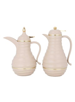 Buy Blanca Light Brown And Gold Thermos Set 2 Pieces in Saudi Arabia