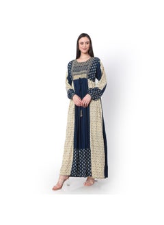 اشتري EMBROIDERED LONG VISCOSE BLUE COLOUR PRINTED ARABIC JALABIYA DRESS في الامارات