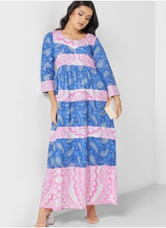 Buy Flared Sleeve Printed Jalabiya in UAE