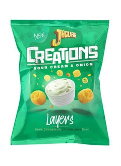 اشتري JAGUAR Creations Layers Premium Corn Snacks with Sour Cream and Onion Flavor 65g في الامارات