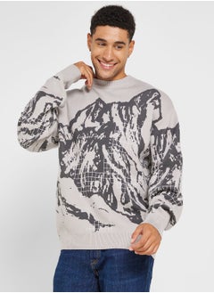 اشتري Landscape Print Crew Neck Sweatshirt في الامارات