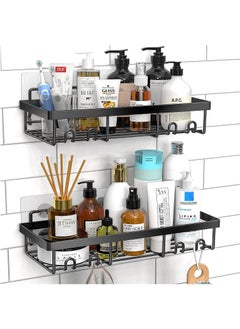 اشتري Shower Trolley Rack Organizer Self Adhesive Black Bathroom Shelf Basket Home Kitchen Wall Shower Interior Organization and Storage Decor RV Accessories First Apartment Essentials في السعودية