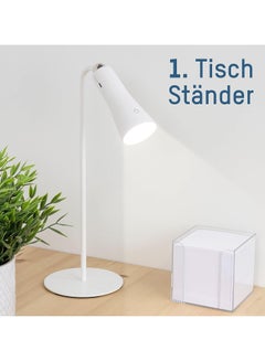 Buy 3 in 1 Desk Lamp, Mountable LED Table Lamp, Continuous Touch, Type C Rechargeable Work Light Including Table Stand, Adhesive Stand, Clamp Holder, White in Egypt