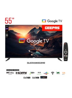 Buy Geepas 55 Inch 4K UHD Google Smart LED TV, GLED5506SGXHD  , Black in Saudi Arabia