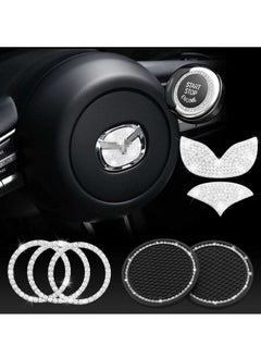 اشتري Car Steering Wheel Logo Decorative Diamond Sticker for Mazda DIY Bling Car Steering Wheel Accessories Interior for Mazda 3 / 6 / CX-3 / CX-4 / CX5 / CX9 with 2 Pack Anti-Slip Silicone Car Coasters في الامارات