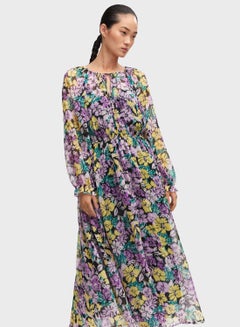 Buy Floral Print Puff Sleeve Dress in UAE