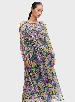 Buy Floral Print Puff Sleeve Dress in UAE