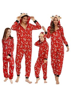 اشتري Matching Pajamas for Family Xmas Pjs Mathching Set Holiday Zip Up Hooded Onesie Long Sleeve Print Jumpsuit Soft Comfort Sleepwear  for Couples Adult Women Men Kid Baby في الامارات