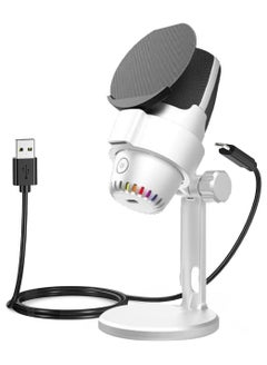 Buy Condenser Microphone, USB Computer Gaming Mic for/PC/PS4/ PS5/Desktop, Plug & Play, RGB Light, Pop Filter, Studio Microphone for Gaming, Streaming, Recording, Podcasts, Twitch, YouTube, Discord in Saudi Arabia