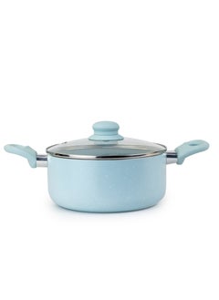 اشتري Oak Casserole with Lid and Marble Coating, Soft Touch Handle Stew Pot Suitable for Gas Electric Induction and Ceramic Stove Dutch Oven - 20cm – Blue في الامارات