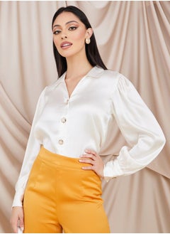 اشتري Satin Gold Button Collared Shirt في السعودية