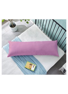 اشتري Krude Long Body Pillow 1pc, Fabric: 100% Polyester 85 GSM Microfiber 1 cm Stripe Super Soft, Filling: 1300 gm Hollow Fiber Comfort, Breathable & Ultra Soft Size: 45 x 120 cm, Color: Baby Pink في الامارات