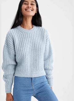 Buy Woman Tricot Oversize Fit Crew Neck Pullover in UAE
