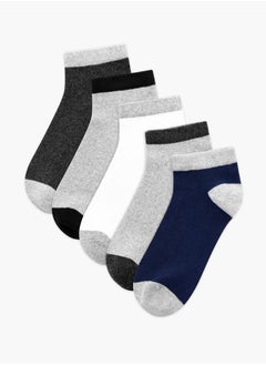 Buy Men's Solid Ankle Length Socks - Set of 5 in UAE