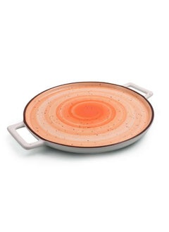 Buy Color Glaze Porcelain Pizza Plate 32.5x26.5 cm,Orange in UAE