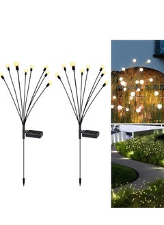 Buy 2-Piece Solar Powered Firefly Lights, Solar Lights Outdoor Waterproof, 8 Warm White Light Bulbs Starburst Swaying, Solar Garden Decorative Lights, for Path Landscape Outdoor Decorative Lights in Saudi Arabia