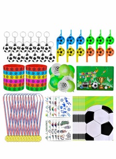 Buy Football Party Bags Fillers Party Supplies, Football Key Rings, Wristbands, Tattoos, Whistles, Balloons, Gift Bags, Winner Medals Football Party Favors for Kids Boys Girls Birthday Gift, 87 Pcs in UAE