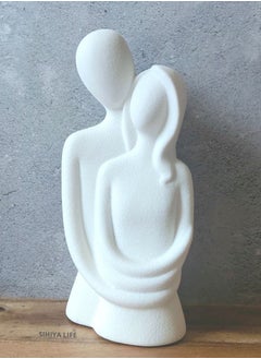 Buy Ceramic Hugging Couple Art Decorative Sculpture - White | Nordic Boho Abstract Couple Statue | Elegant Minimalist Design | Modern Home Décor | Living Room Centerpiece | Gift in UAE