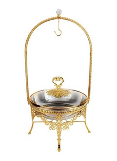 Buy A Circular Food Heating Buffet Warmer With A Cover And Stand In A Luxurious Golden Design in Saudi Arabia