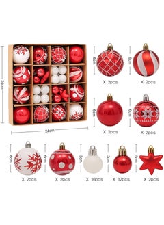 Buy 42 Pcs Christmas Tree Balls Ornaments, Christmas Decorative Hanging Baubles for Home Party Holiday Wedding Tree Decorations (Red/White) in UAE