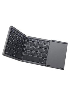 اشتري Ultra Thin Mini Bluetooth 3.0 Foldable Keyboard Wireless Folding BT With Touchpad Keyboard compatible with Tablet PC Laptop Mobilephone في الامارات