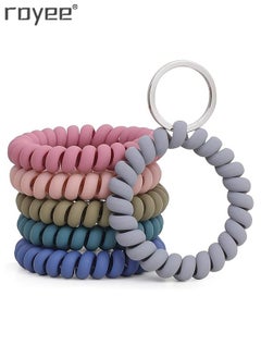 اشتري 6 Color Stretchable Wrist band Wrist let Key chain Coil band Bracelet Holder Key Ring for Sauna Gym Pool ID Badge and Outdoor في السعودية