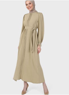 Buy Belted Puff Sleeve Dress in UAE