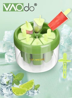 Buy 8PCS Ice Cream Molds Easy Release Popsicles Molds with Round Ice Holder Reusable BPA Free Popsicle Maker for Kids DIY Homemade Popsicles Ice Pop Molds Green in Saudi Arabia