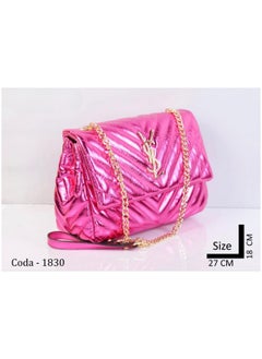 اشتري Bright Pink Leather Shoulder Bag with Gold Chain في مصر