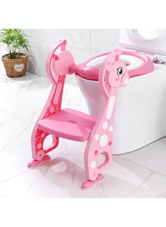 Buy BabyTeddy Patented Baby Potty Seat Chair Toilet Trainer Cushioned with Steps And Easy Grip Handle 1-8 Years Age Kid in UAE