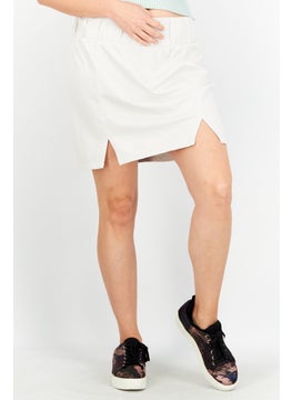 Buy Women Solid Casual Mini Skirts, Off White in UAE