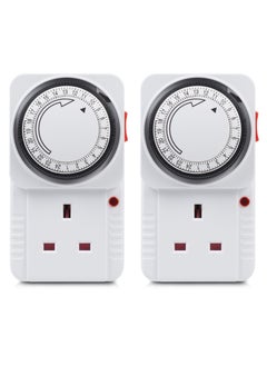 Buy Timer Plug Socket, 24 Hour Programmable Mechanical Timer Plug Switch, Energy Saving UK Plug-in Indoor Timer Socket, for Lights, Indoor Lighting and Home Appliances (13A/3120W, 2 Pack) in Saudi Arabia