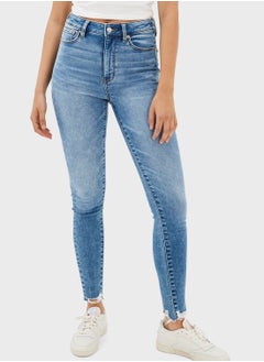 Buy Ripped Hem Jeggings in UAE