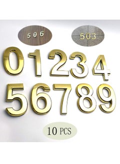 اشتري 10 Pcs 3D Self Adhesive House Numbers(0-9),1.4 Inch Mailbox Number Plastic Sticker for Hotel Apartment Room Door and Address Sign,(1.4 Inch 0-9,Gold) في السعودية