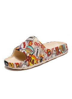 Buy 2022 Mens Trendy Slides Summer Casual BeachBeige Beige in Saudi Arabia