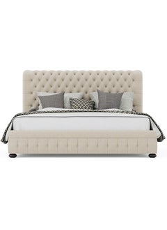 Buy Bushwick K42 Hand Tufted Bed 180x200cm King size Bed in Beige Color in UAE