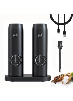 Buy Electric Salt and Pepper Grinder Set with USB Rechargeable Charging Base and Electric Pepper Mill Set in Saudi Arabia