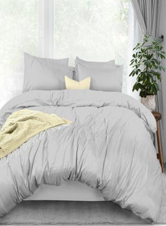 Buy 3Piece 400 Thread Count 100% Cotton Solid Color Luxury Queen Duvet Cover Set Includes 1xduvet Cover 90x90 Inch And 2xpillow Cover 20x26 Inch in Saudi Arabia