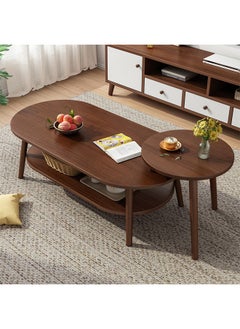 Buy Small Apartment Sofa Side Coffee Table with High-Low Structure and Retro Charm in Saudi Arabia