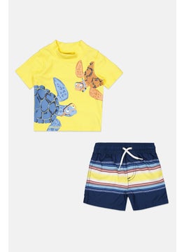 اشتري Toddlers Boy 2 Pc Printed Swimwear Set, Yellow Combo في الامارات