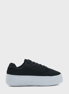 Buy Black Platform Canvas Sneakers in UAE