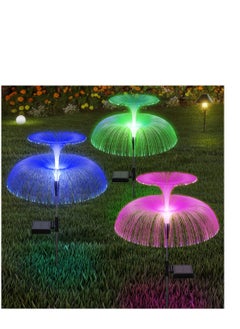 Buy Double-Layer Jellyfish Solar Yard Lights, Solar Flower Lights Outdoor Garden, Outside 7 Color Changing Decoration, Waterproof Decorative Stake Fiber Light for Landscape Pathway Patio, 3 Pack in Saudi Arabia