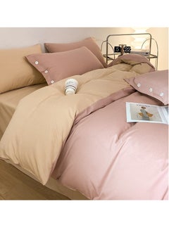 Buy Bed Cover Set, Soft Luxurious Pure Bedsheet Set, Long-staple Cotton Simple Solid Color Bed Sheet Quilt Cover Bedding Twill Cotton Set,( Elegant pink, 1.8m Bed Sheet Four-piece Set) in Saudi Arabia