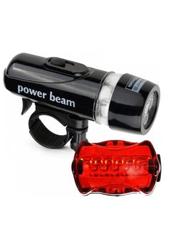 اشتري Rear and front LED flashlight for bicycles and others - 2 pieces (a piece of fixed red backlight and a tremor and a piece of front white LED flashlight ) في مصر