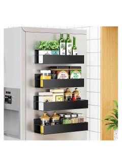 Buy COOLBABY 4 Pack Kitchen Refrigerator Side Shelf Moveable Fridge Magnetic Spice Racks Punch Free Storage Rack in UAE