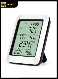 Buy Electronic Digital Display Temperature And Humidity Meter White in Saudi Arabia